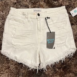 Studio Blue - Flyn High Rise Distressed Frayed Hem Shorts